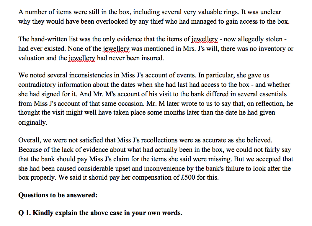 the following Questions. The answers should be based on your core understanding