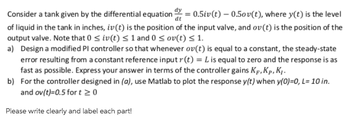  Notes to help answer the question: Consider a tank given by