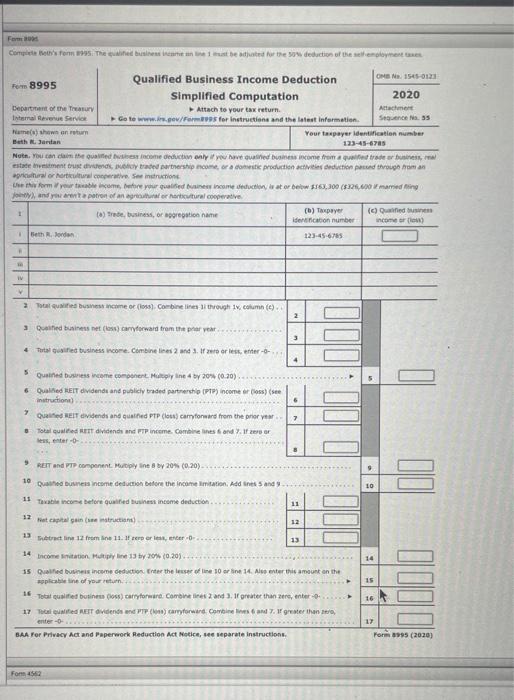 income tax withheld 1,954.00 During the year, Beth received interest of $1,300