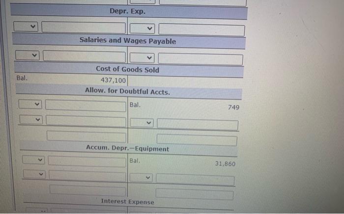 V Equipment Notes Payable Sales Revenue Advertising Expense Supplies Expense Cost of