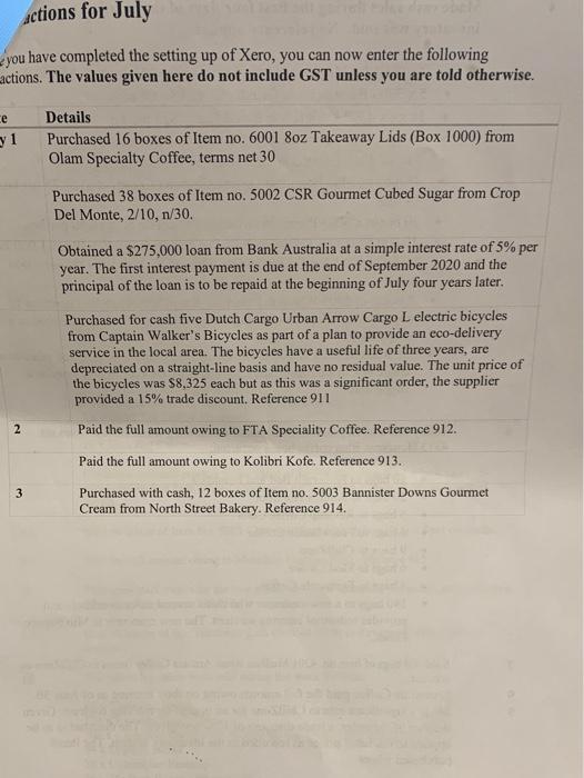 Xero assignment how can reconcile with these items actions for July you