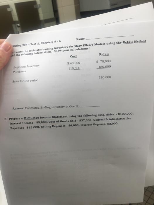 answer And Explainthese two Name unting 204 - Test 2, Chapters 5.6