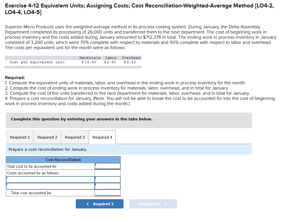 of 26,000 units and transferred them to the next department. The cost