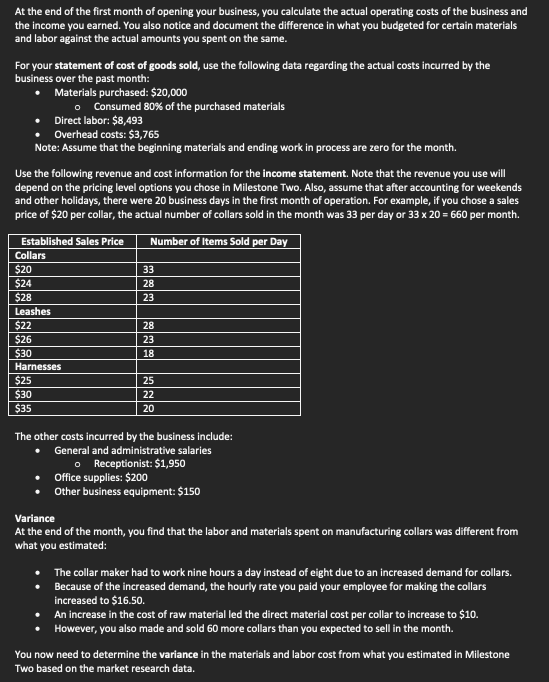 for you. Fill in only the missing costs.) Determine your total variable