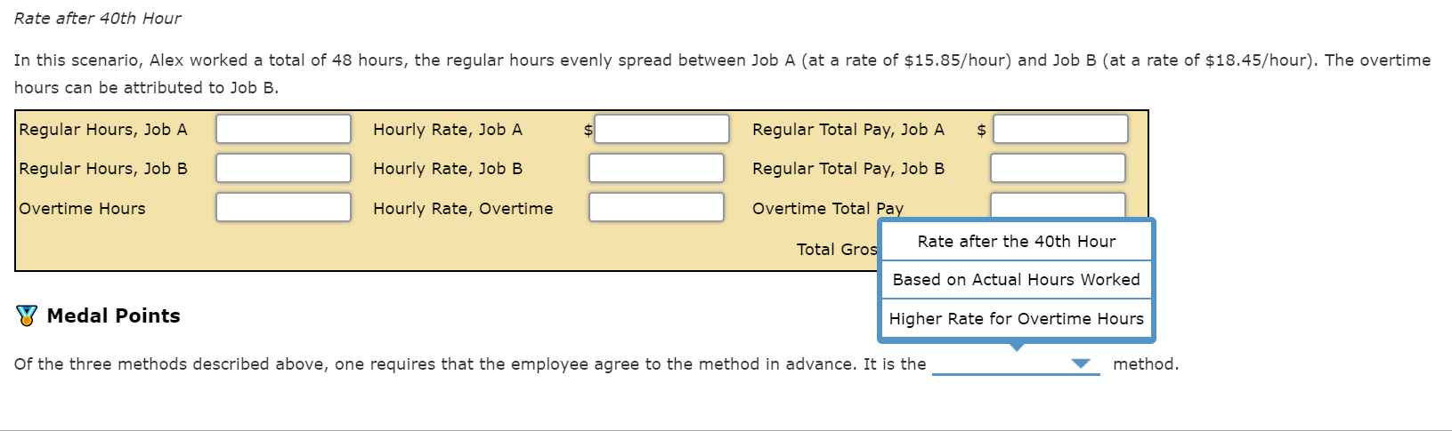 the rate for Job A is $17.05 per hour and $18.45 per