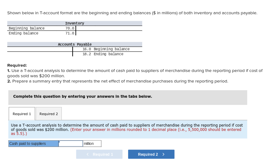 Shown below in T-account format are the beginning and ending balances ($