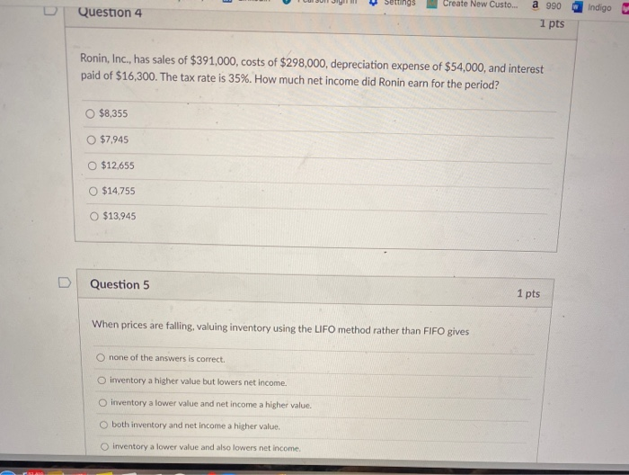 i need help with question 4 and 5 Settings Create Now Custo...