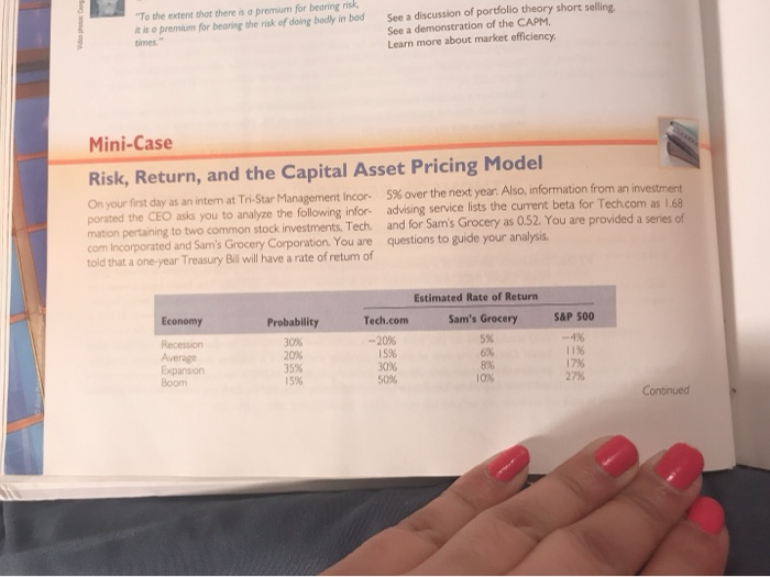  Part 1: Initial Post: Review the "Risk, Return, and the Capital