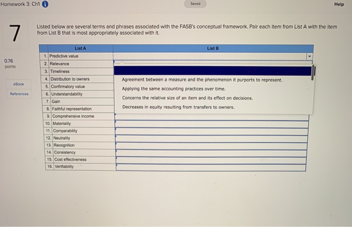  Homework 3: Ch1 6 Saved Help Listed below are several terms