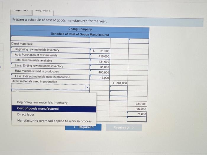activities of Chang Company during the just completed year: bok nit int