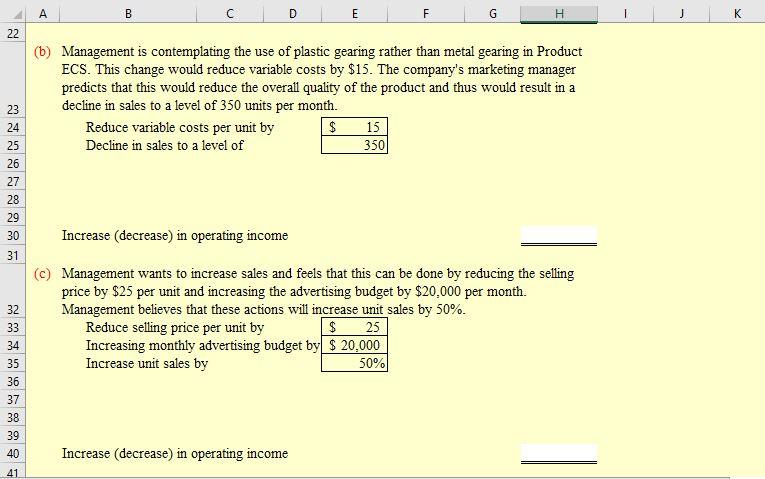 J K E F G 1 The following monthly data are available