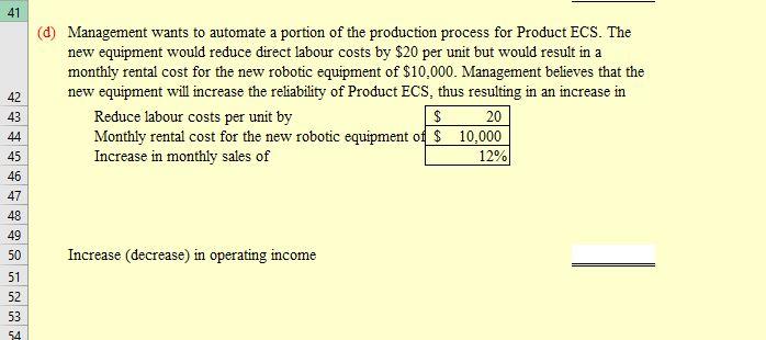 for the Gilligan Company and its only product Product ECS: 3 Sales