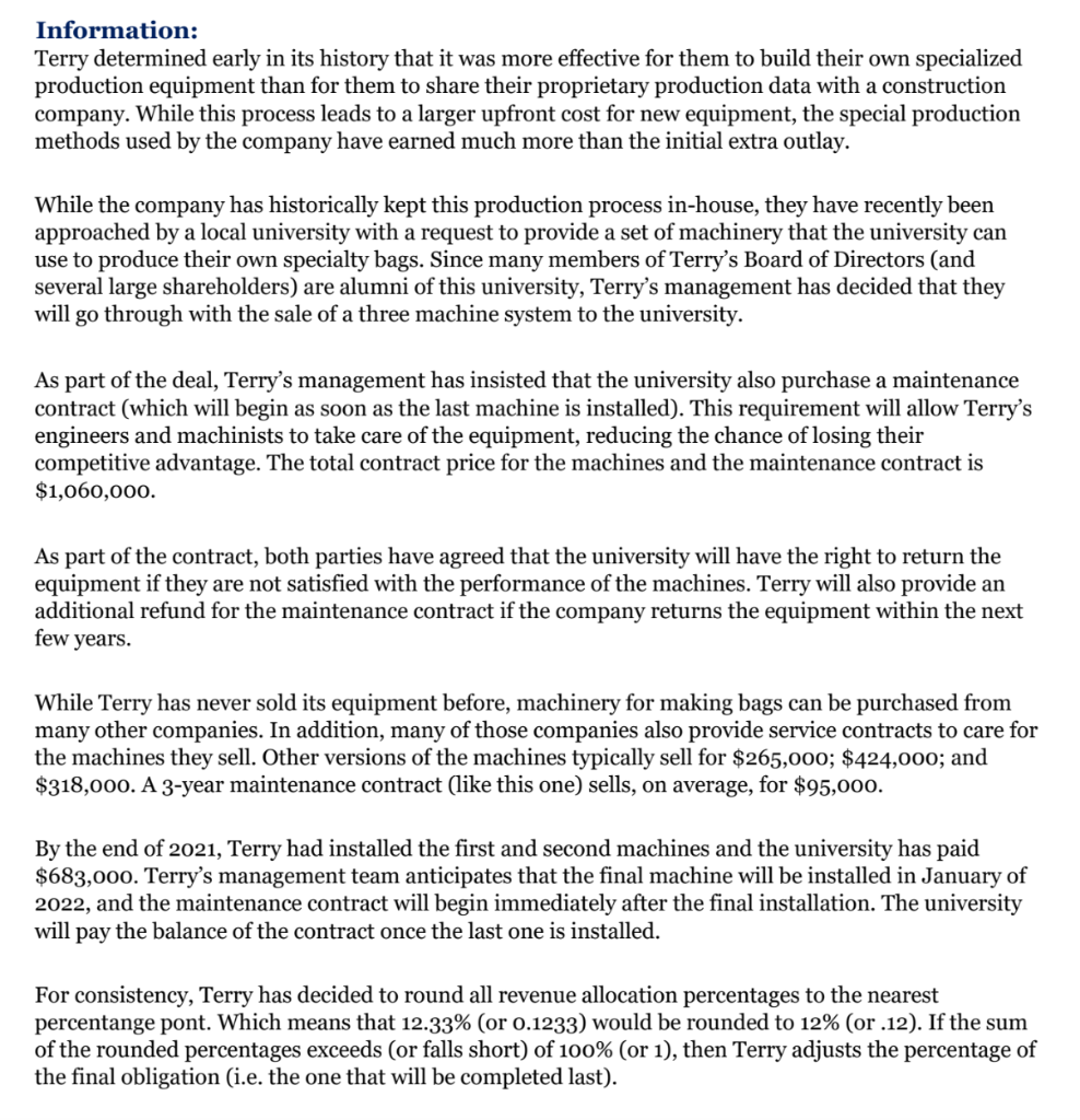  can you please include formulas! Information: Terry determined early in its