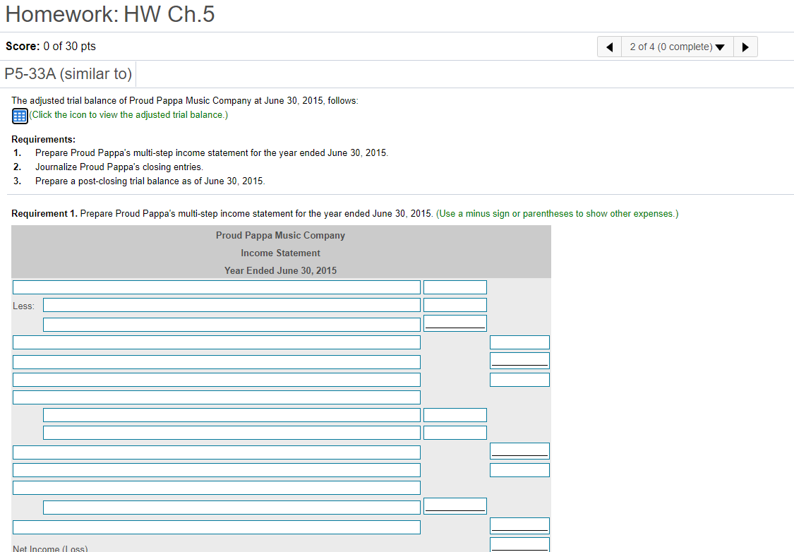 Adjusted Trial Balance June 30, 2015 Balance Account Title Debit Credit Cash