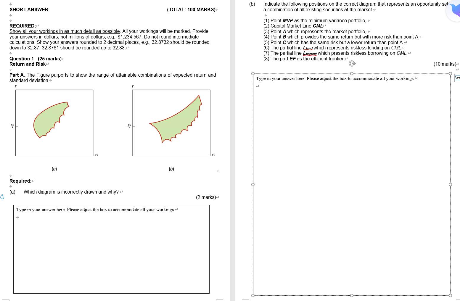  (6) SHORT ANSWER (TOTAL: 100 MARKS) Indicate the following positions on