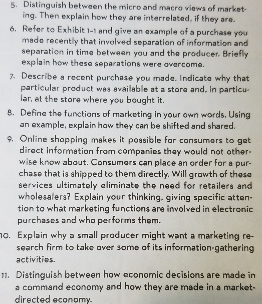 questions 5,8,11 5. Distinguish between the micro and macro views of