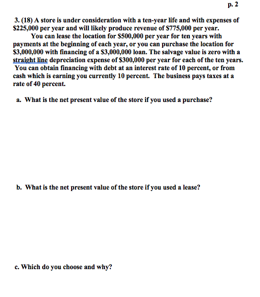  PLEASE SHOW ALL WORK p. 2 3. (18) A store is