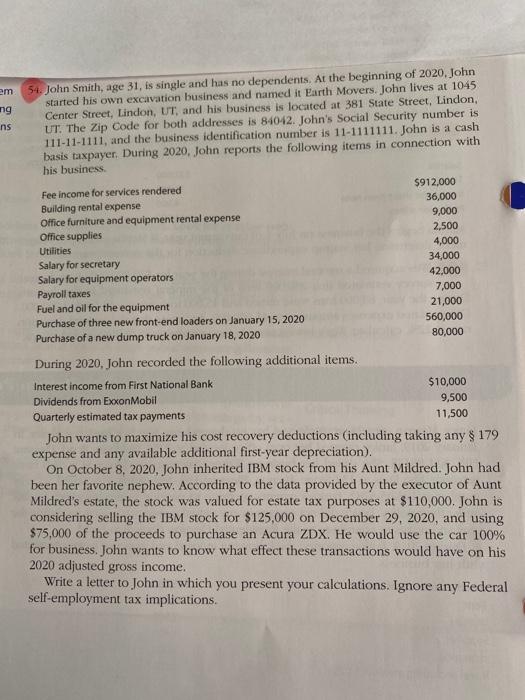  em ng ns 54. John Smith, age 31, is single and