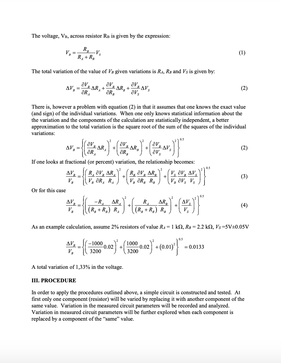 CARLO ANALYSIS I. OBJECTIVES The estimation of experimental errors due to component