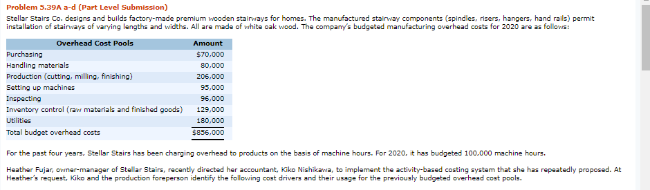 NEED HELP QUICKLY WITH C) Problem 5.39A a-d (Part Level Submission) Stellar