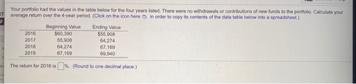  A) return for 2016 B)return for 2017 c)return for 2018 d)