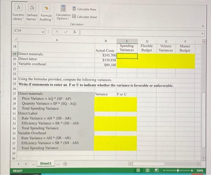 fx Function Defined Formula Library Names' Auditing Calculate Now Calculation Calculate Sheet