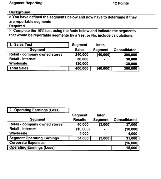  Segment Reporting 12 Points Background > You have defined the segments