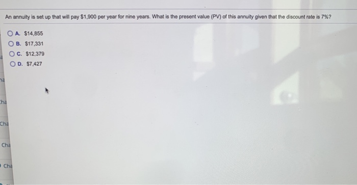  An annuity is set up that will pay $1,900 per year