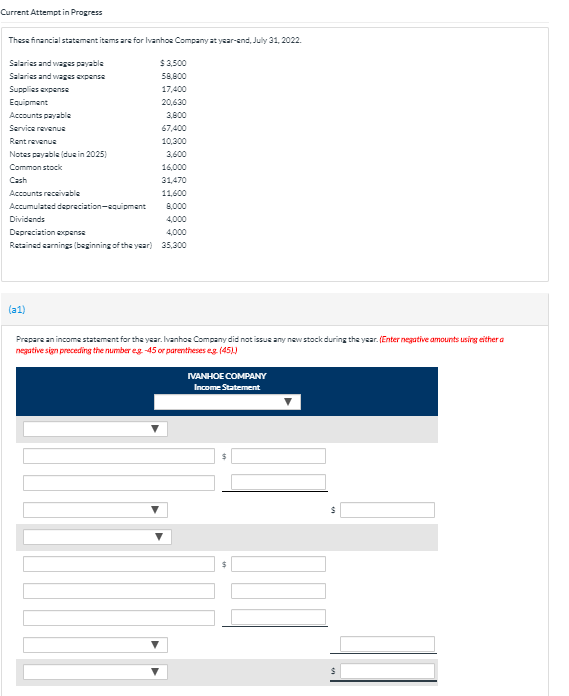 Current Attempt in Progress These financial statement items are for Ivanhoe