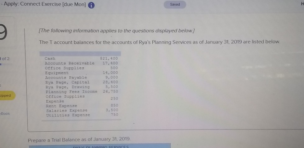  - Apply: Connect Exercise [due Mon] Saved {The following information applies