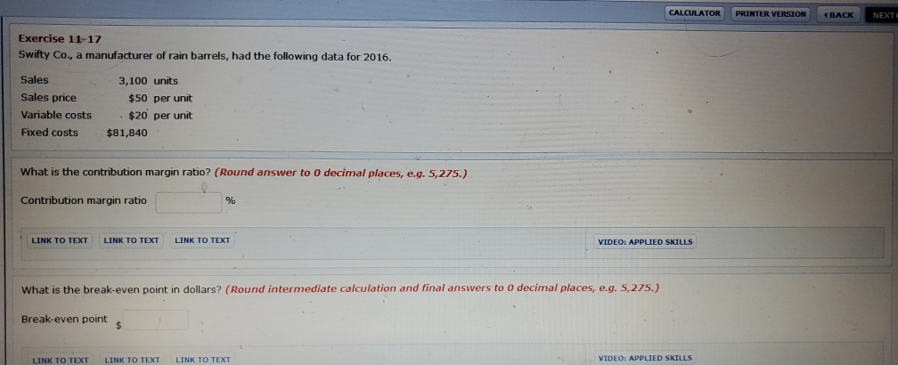 Exercise W Swfty a marufacturer Of rain barrels, had the followinq data