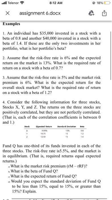  ...l Telenor 8:12 AM 18% assignment 6.docx U Examples 1. An
