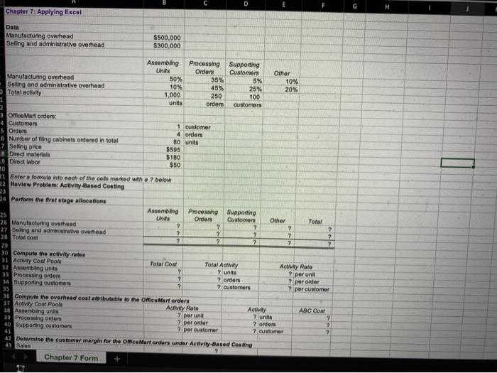  fill in question marks and show work please D Chapter 7: