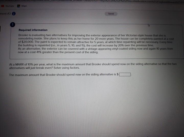  ser 2 ms.meducation.com M ment #3 Seved Required information Brooke is