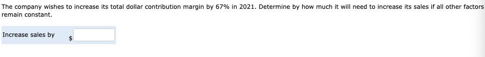 for 2020: Sales 2,920 units Sales price $50 per unit Variable costs