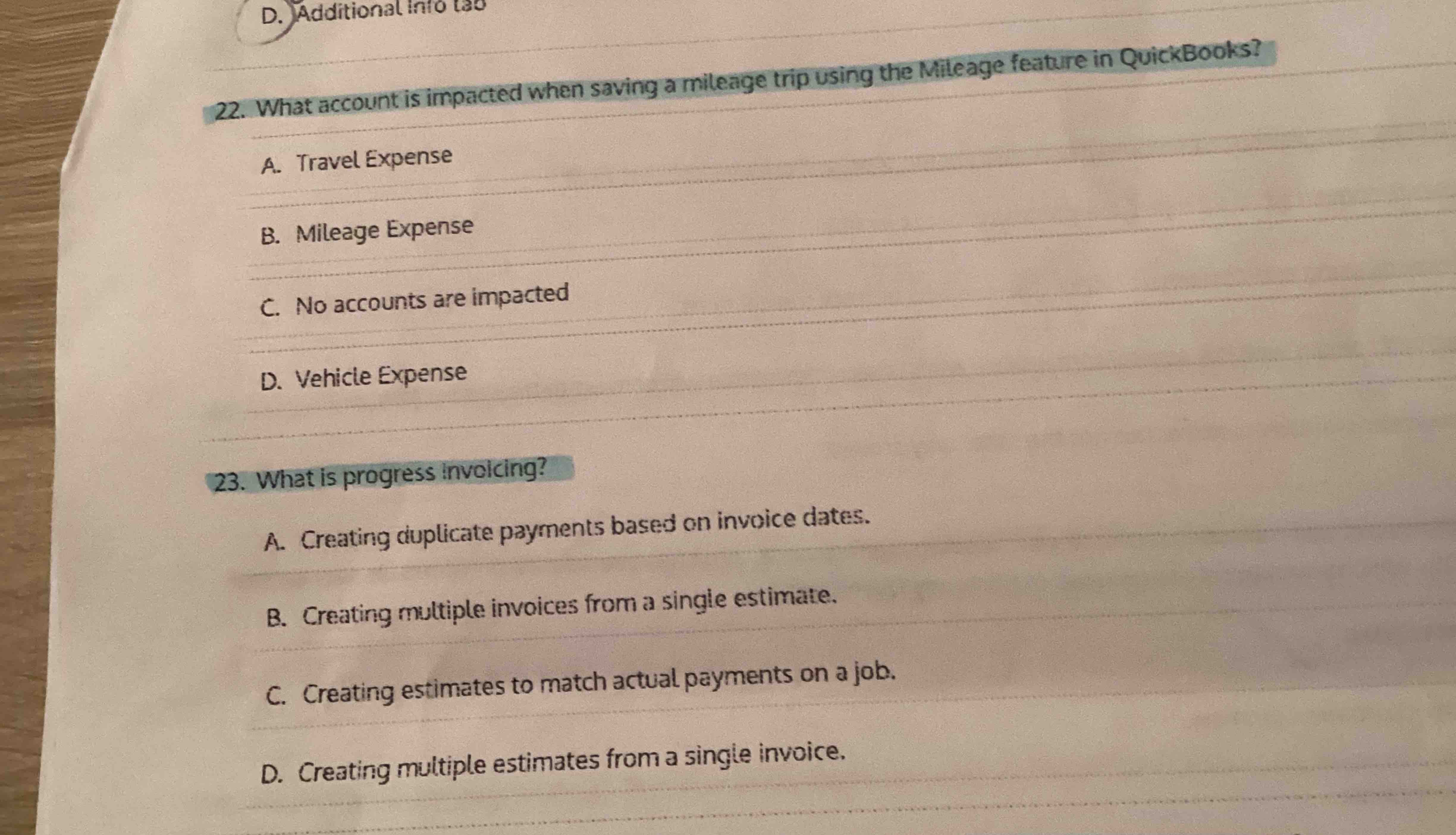  What account is impacted when saving a mileage trip using the