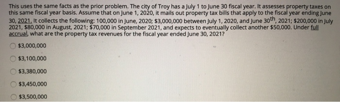  This uses the same facts as the prior problem. The city