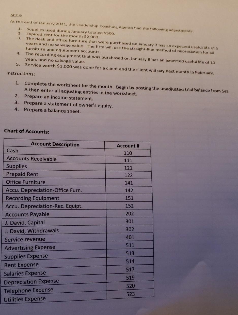 3. The desk and office furniture that were purchased on January 3