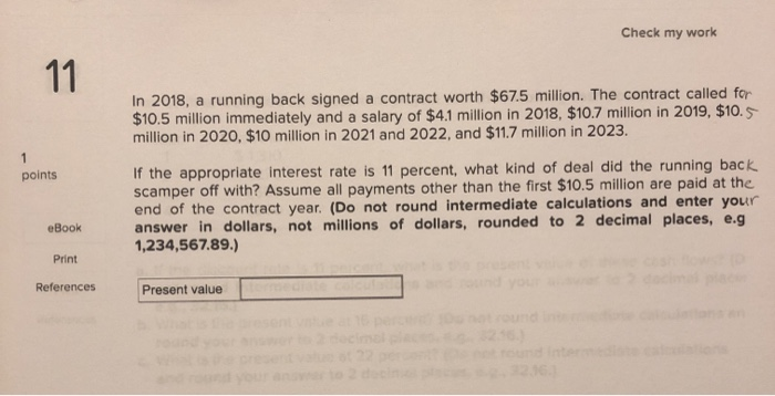  Check my work 11 In 2018, a running back signed a