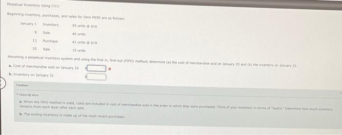  Perpetual Inventory Using FF Beginning inventory. Durchases, and sales for tem