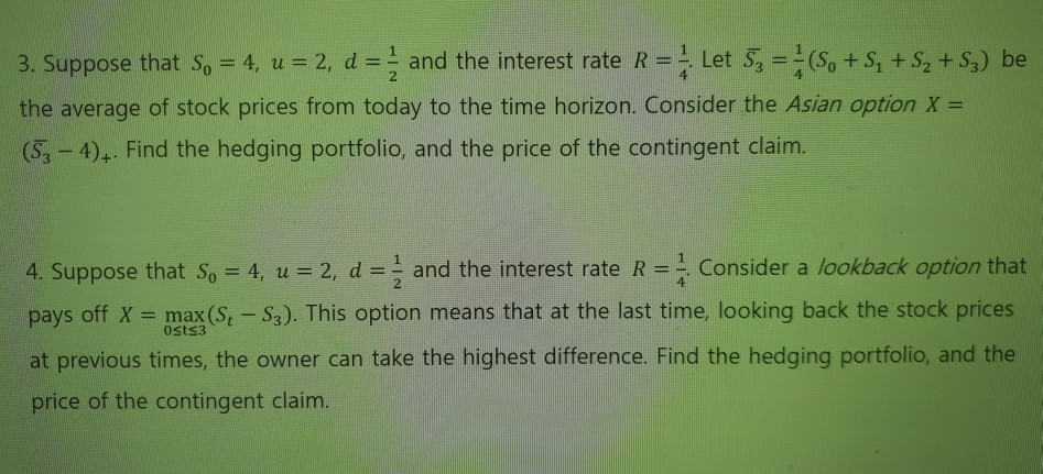 3. Suppose that so = 4, u = 2, d =