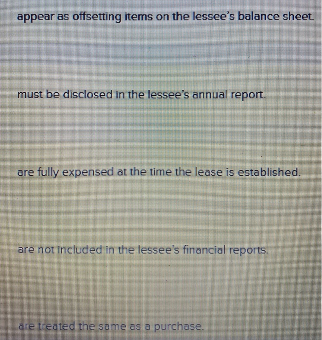 must be disclosed in the lessee's annual report. are fully expensed at