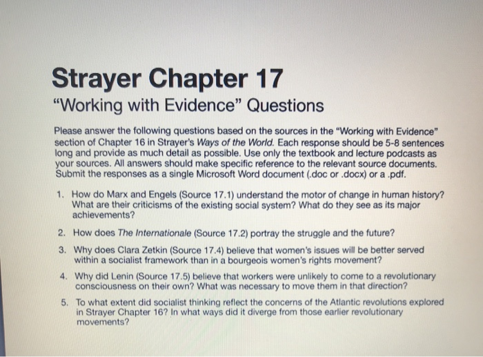  Strayer Chapter 17 "Working with Evidence" Questions Please answer the following