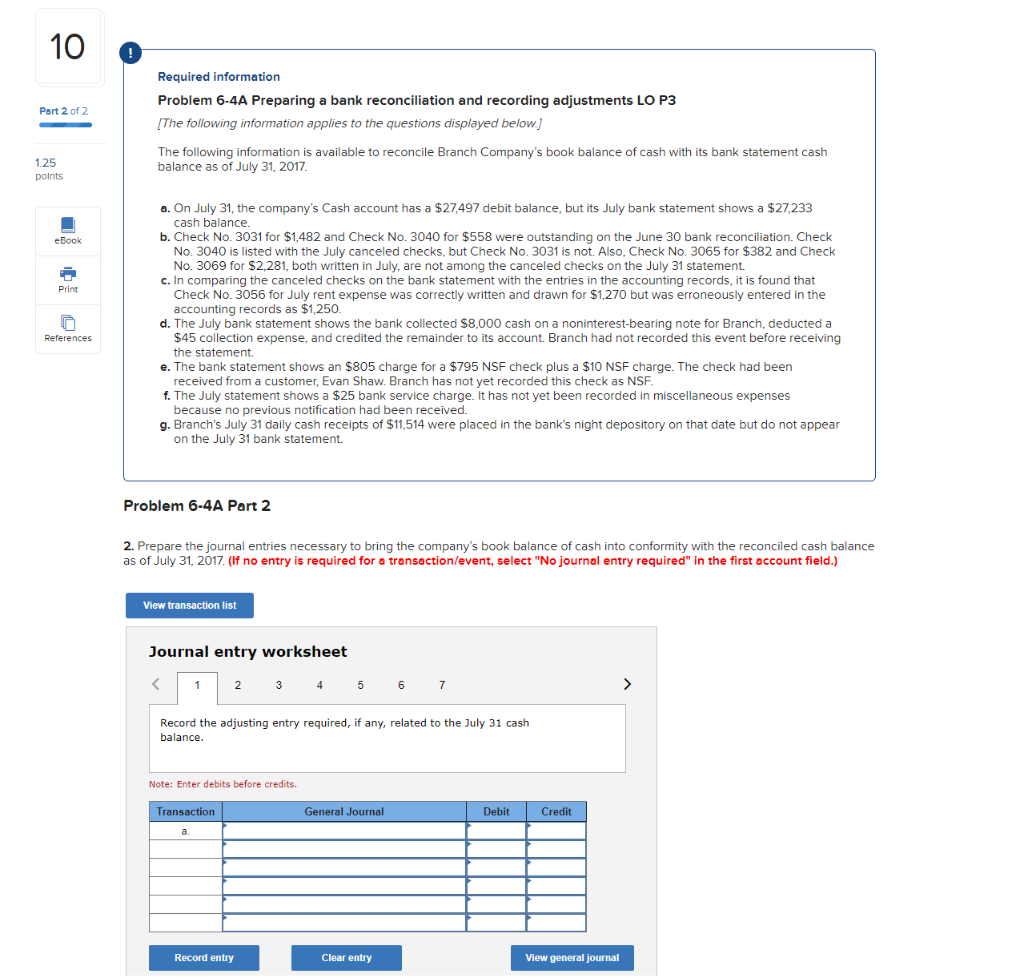 10 ! Part 2 of 2 Required information Problem 6-4A Preparing