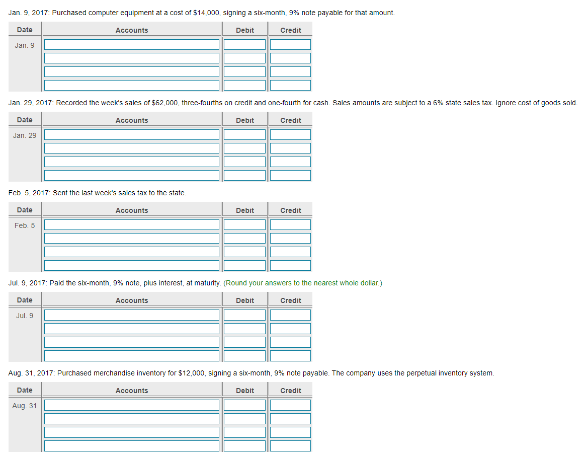 Feb. 5, 2017 Jul. 9, 2017 Purchased computer equipment at a cost