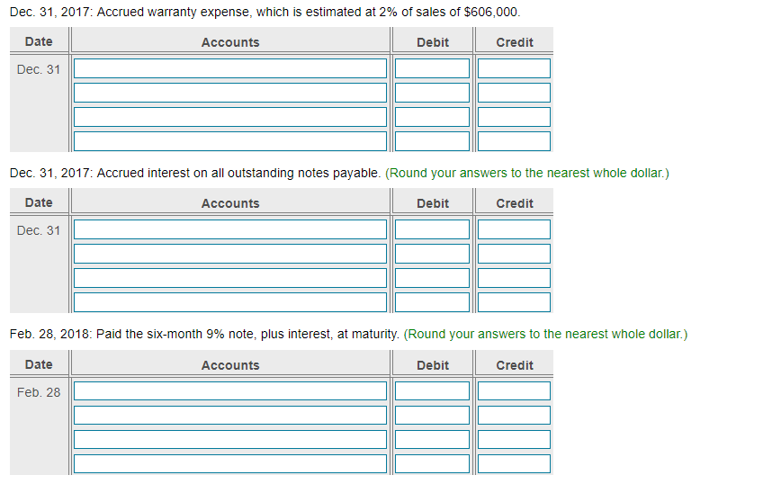 of $14,000, signing a six-month, 9% note payable for that amount. Recorded
