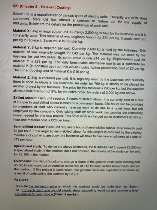 Please show work, not just the solution! Thanks for the help Q5: