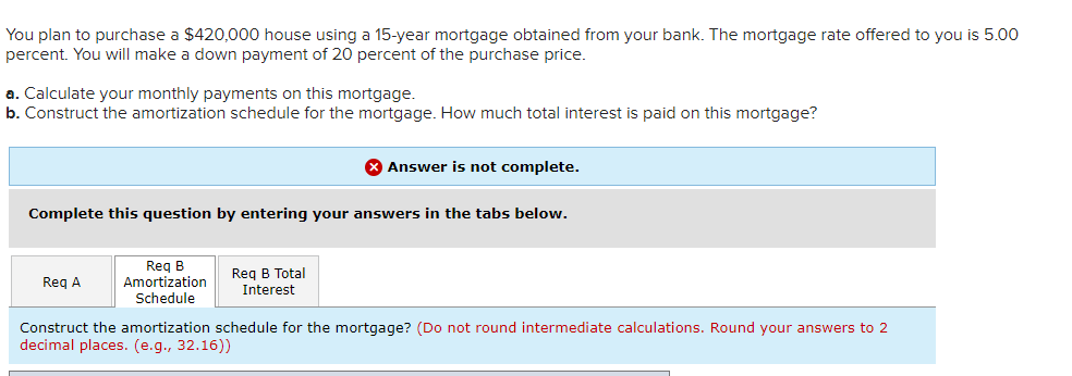 You plan to purchase a $420,000 house using a 15-year mortgage