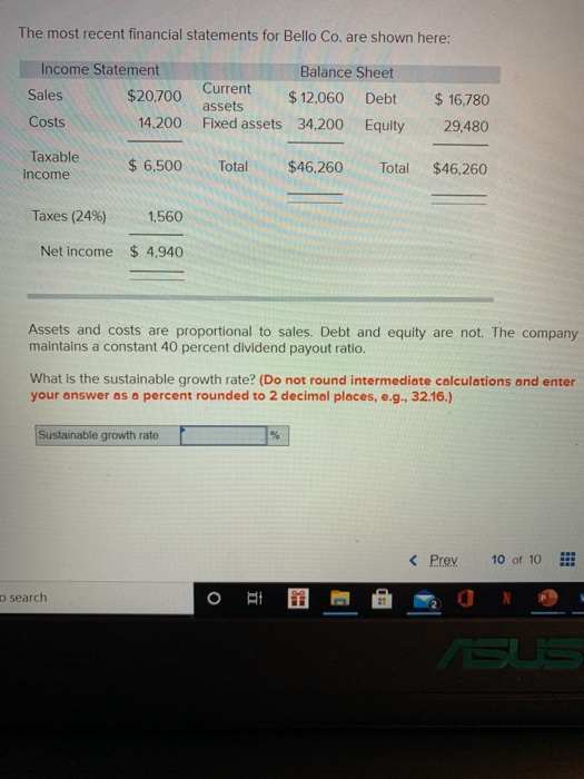 for Assouad, Inc., are shown here: Income Statement Sales $8,300 Balance Sheet