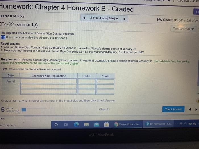  3:45 PM Homework: Chapter 4 Homework B - Graded SI -core: